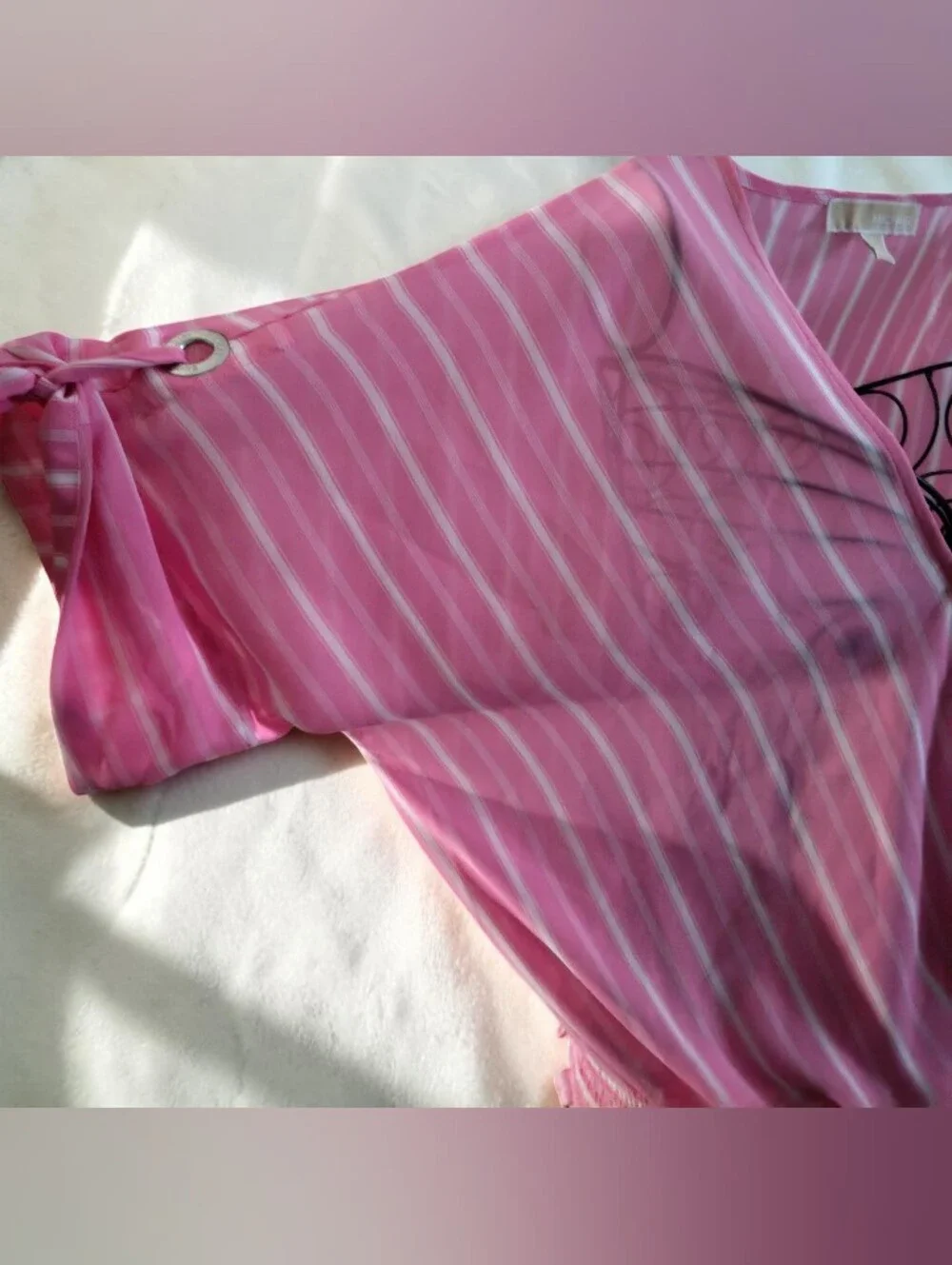 Michael Kors Pink Striped Women's Wrap-Front Blouse Size XL